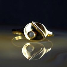 Gold 333 Opal White Ring