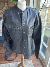 Firetrap  Long Sleeve Leather Jacket Full Zip Retro Casual Biker Black Mens XL