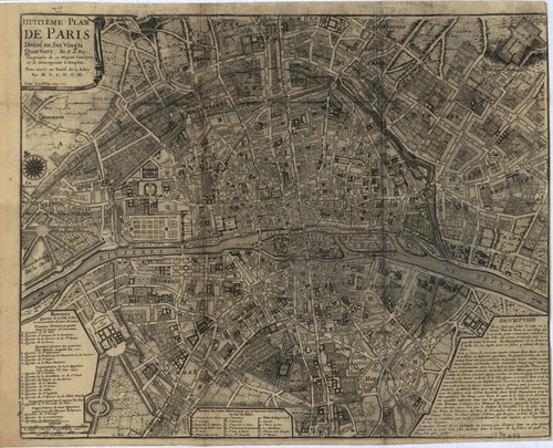 1700 france map of paris - map,