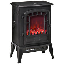 HOMCOM Freestanding Electric Fireplace Heater W/ Realistic Flame Effect Black