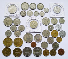 GREECE LOT X 40 DIFFERENT INCLUDING SILVER 10 DRACHMA 1930 + 20 DRACHMA 1960.