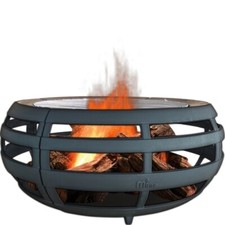 Round Fire Pit With BBQ Grill