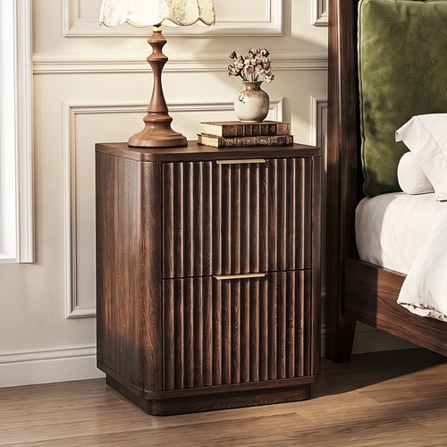 Bonnlo fluted bedside table - fluted,