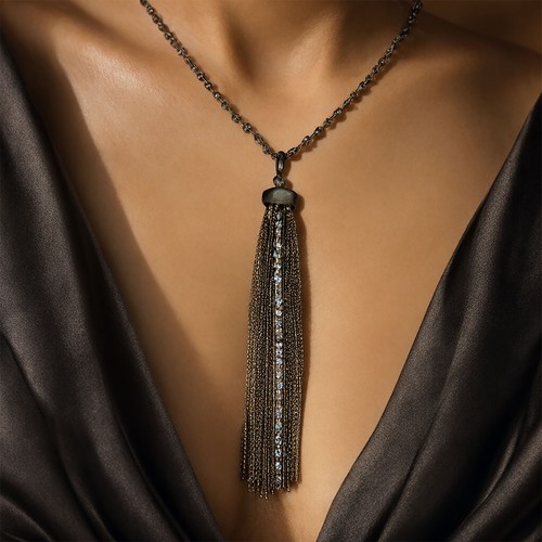 Gold tone rhinestone tassel - gold,