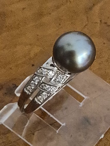 White gold tahitian pearl - 9, ct