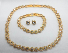 Tennis Necklace Earrings Gold