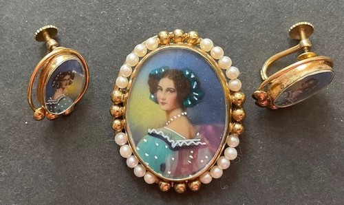 Hand painted cameo portrait - painted,