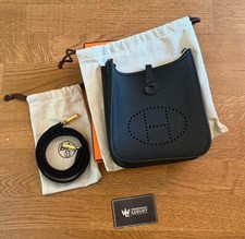 HERMÈS Evelyne Shoulder Bag Mini Noir Black Gold Hardware