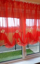 Red Voile Net Curtain with