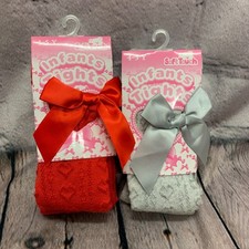 Girls Red & Grey Tights Cotton Rich 3-4 Years 4-5 Years