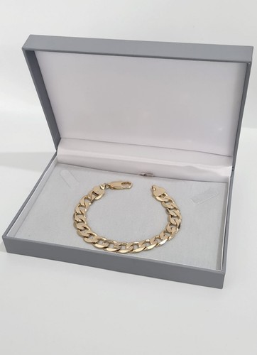Mens curb bracelet 9ct - mens, gold