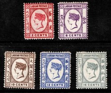 LABUAN 1892 no wmk, sg 39, 41-46 MH cv £88