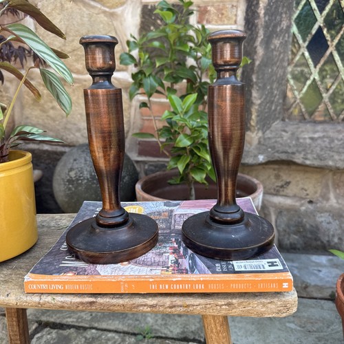 Wooden candle sticks pair - candle,