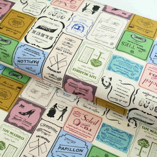 Vintage label cotton fabric - label,