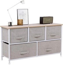 Fabric Chest of Drawers 5 Drawer Dresser Bedside Storage Organizer Uni