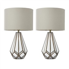 Set of 2 Antique Brass Glass