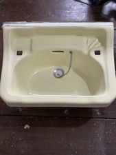 Primrose Yellow Sink Basin, 1950’s Vintage - No Pedestal - cast iron brackets 