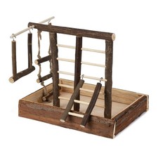 Petlicity Wooden Bird Playground Gym with Ladder Swing and Perch Small Medium