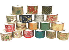 CHRISTMAS RIBBON WIRE EDGED - 63mm & 100mm Wide - Wired Edge