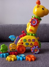 Baby toys-VTech GearZooz Spin & Laugh Giraffe Toy – Lights Sounds Educational 
