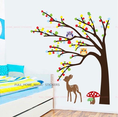 Woodland tree animal owl deer - owl,