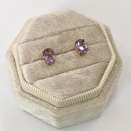 Amethyst 9ct gold earrings - amethyst,