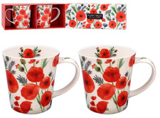 Poppy Fields Fine China Mugs -