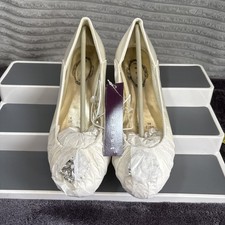 Debut Ivory Jeweled Wedding Shoes Low Heels Bride Bridesmaid UK 6 BNWT