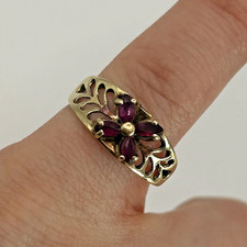 Ruby Ring 9ct Gold  Floral