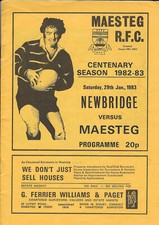 Maesteg v Newbridge 29 Jan 1983 RUGBY PROGRAMME