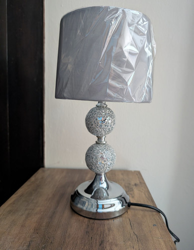 Mosaic chrome table lamp - lamp, grey