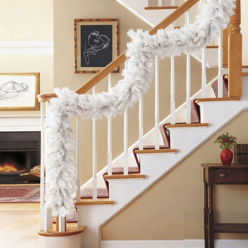 9ft white christmas garland - white,