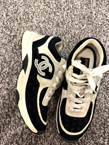 Chanel black white lace low - black/white,