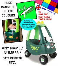 Front & Back personalised number plates TO FIT Little Tikes Cozy Coupe DINO car