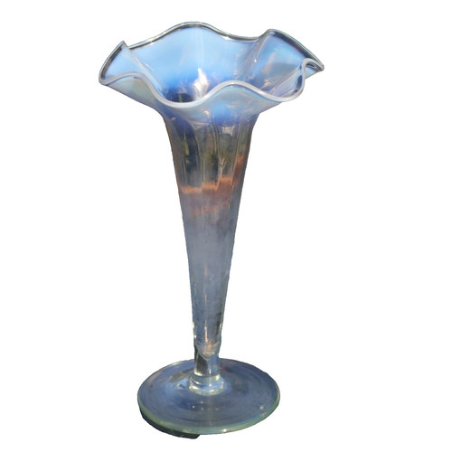 Opalescent vaseline glass - glass, vase
