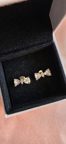 Pandora zirconia gold bow - zirconia,