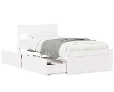 Bed Frame with Drawers White 90x190 cm Single Solid Wood Pine vidaXL