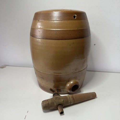 Antique stoneware barrel with - barrel,
