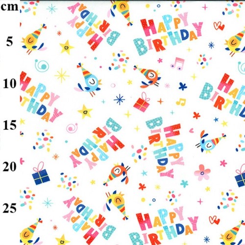 Polycotton fabric happy - fabric,