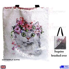 Sequin Shopper Kitty Cat