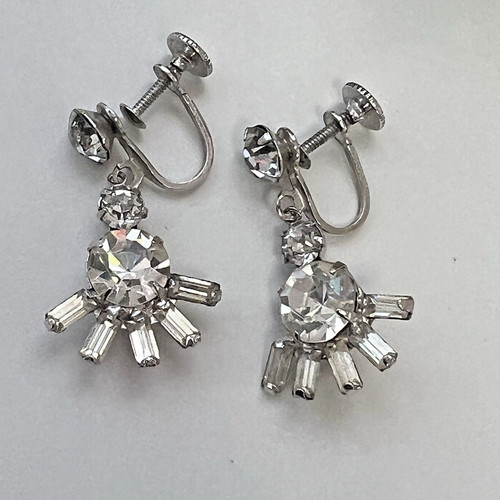 Art deco rhinestone earrings - art,