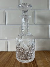 Stuart Hand Cut Crystal Decanter with Stopper Signed In Excellent Condition