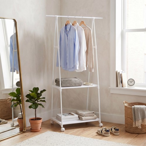 Rolling clothes rail double - clothes,
