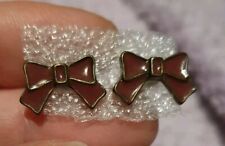 Maroon/brown Enamel Bow Stud earrings costume jewellery