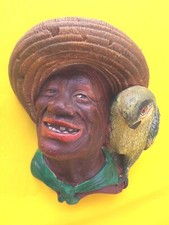 BOSSONS STYLE BAHAMIAN PALS NATURECRAFT CHALKWARE HEAD VINTAGE WALL HANGING RARE