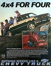 1986 Chevy S-10 Maxi-Cab Pickup Truck photo "4x4 for Four" vintage print ad