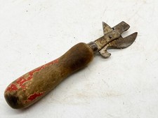 VINTAGE WOODEN HANDLED TIN OPENER