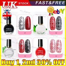 Pro Stamp Template Stamping Nail Polish Art Manicure Varnish DIY Black White UK