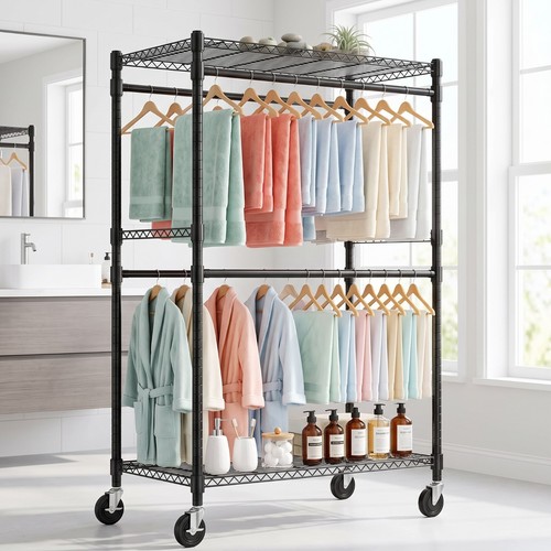 Adjustable double clothes rail - adjustable,
