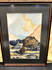 Original Framed Watercolour of Lakeland Scene, Lake District - signed L.D. 1983